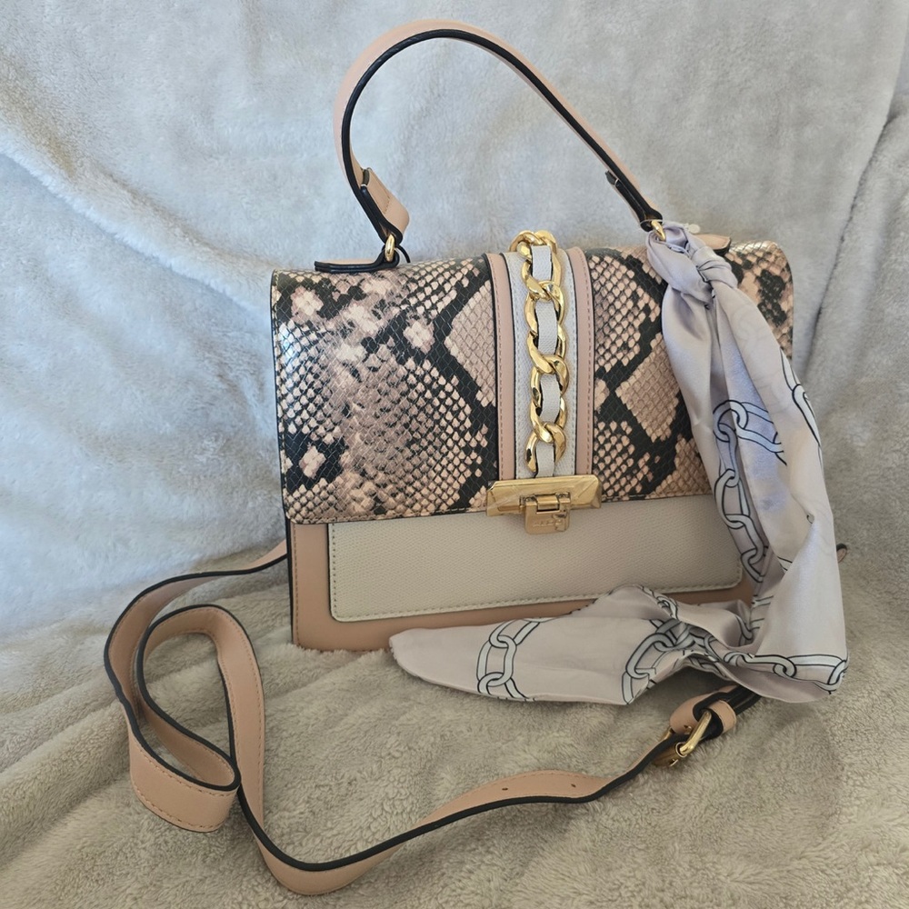 Aldo new purse/crossbody. Beautiful pink and nude colors, with scarf.